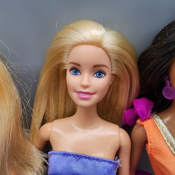 Mattel Barbie Dolls Lot of 4 Party Dresses 1999-2013 Rainbow Skirt Purple Orange - Picture 6 of 16